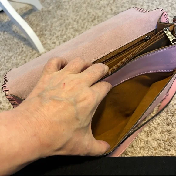 PATRICIA NASH Blush Pink Tooled Leather Crossbody Bag - Picture 8 of 16